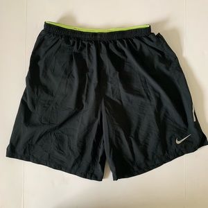 Nike Pro men’s black & neon yellow running shorts